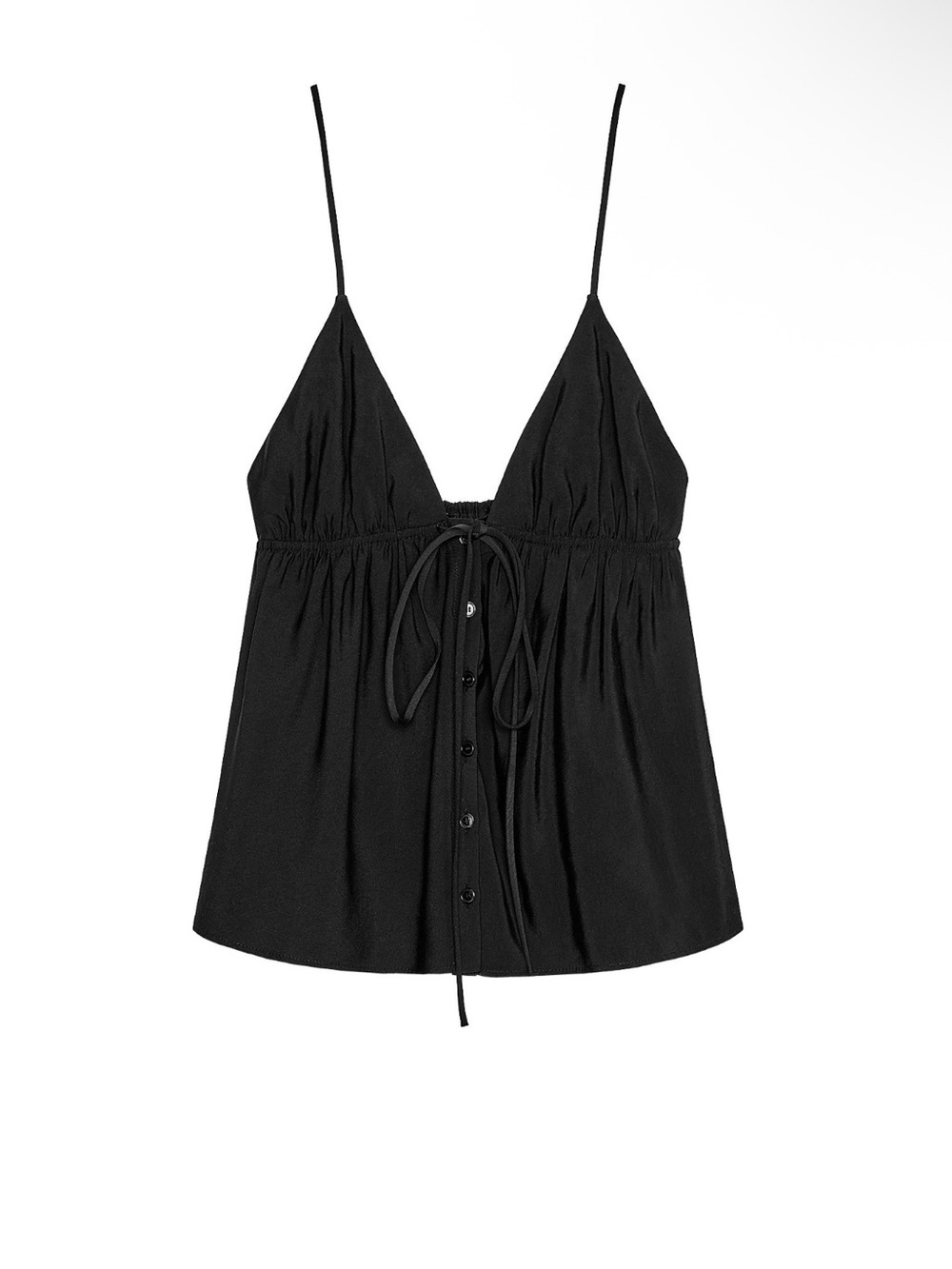 Black Tie-Front Spaghetti Strap Cami
